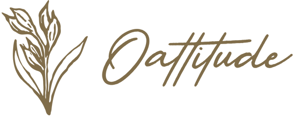 Logo with a stylized leaf and the word 'Oattitude' on a white background